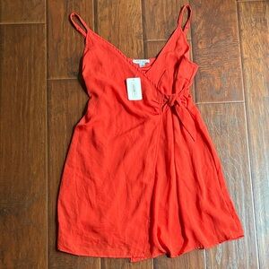FAVLUX Wrap Romper with Side Tie Orange/red